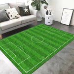 Sports Area Rug Soccer Field Design Non-Slip Backing Stain-Resistant