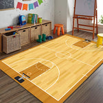 Sports Area Rug Soccer Field Design Non-Slip Backing Stain-Resistant