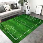 Sports Area Rug Soccer Field Design Non-Slip Backing Stain-Resistant
