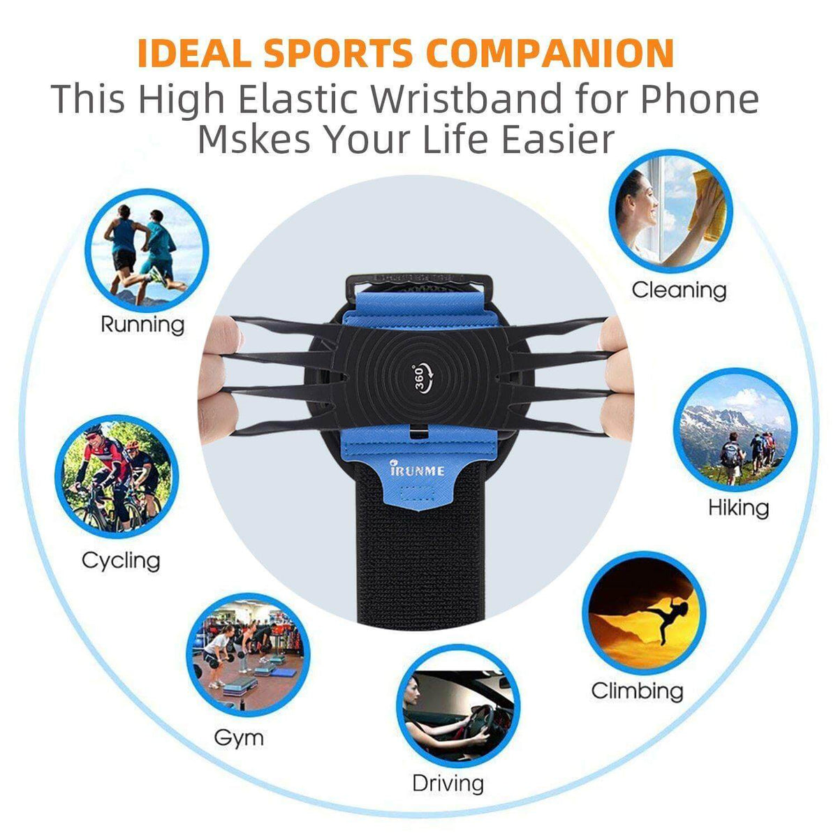 Sports Phone Wristband 360° Rotating Adjustable Fit