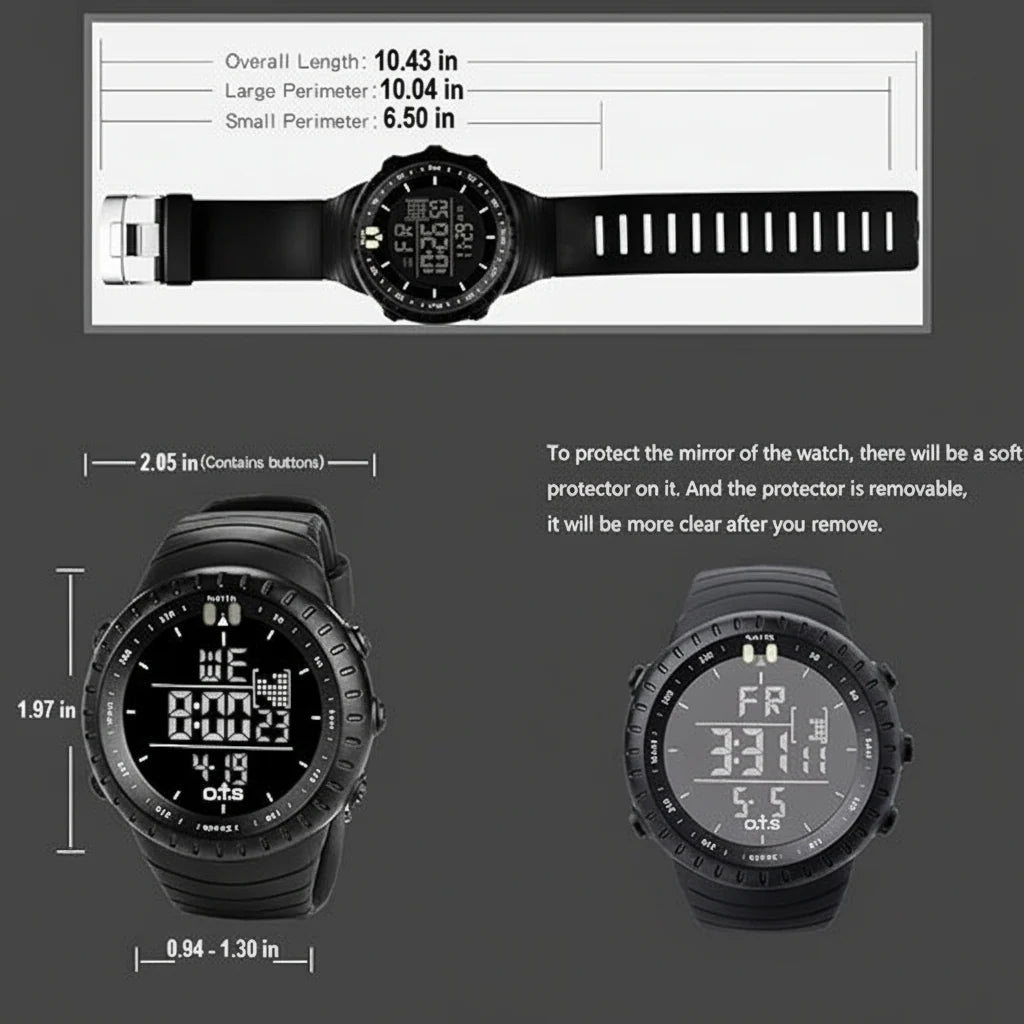 Sports Watch Digital LED Backlight Shock-Resistant