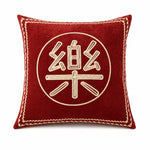 Square Accent Pillow Embroidered Velvet Pom-Pom Trim Removable Cover