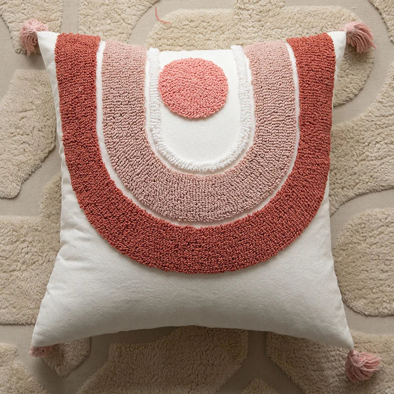 Square Accent Pillow Hand-Tufted Cotton Removable Insert