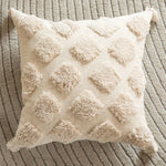 Square Accent Pillow Tufted Macramé Knotted Tassels Removable Cover