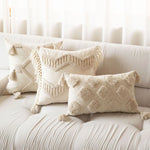 Square Accent Pillow Tufted Macramé Knotted Tassels Removable Cover