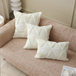 Square Accent Pillow Tufted Triangle & Bouclé Removable Cover