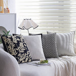 Square Cushion Cover Cotton-Linen Herringbone Hidden Zipper