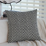 Square Cushion Cover Cotton-Linen Herringbone Hidden Zipper