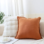 Square Cushion Cover Cotton-Linen Houndstooth 18 x 18 In