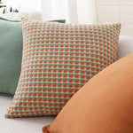 Square Cushion Cover Cotton-Linen Houndstooth 18 x 18 In