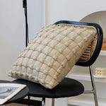 Square Cushion Cover Cotton-Linen Raised Knot Grid 18x18in