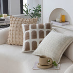 Square Cushion Cover Cotton-Linen Raised Knot Grid 18x18in