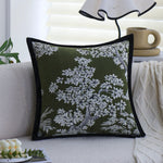 Square Cushion Cover Embroidered Jacquard Concealed Zipper & Velvet Back