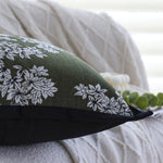 Square Cushion Cover Embroidered Jacquard Concealed Zipper & Velvet Back
