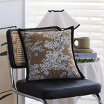 Square Cushion Cover Embroidered Jacquard Concealed Zipper & Velvet Back
