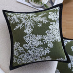 Square Cushion Cover Embroidered Jacquard Concealed Zipper & Velvet Back