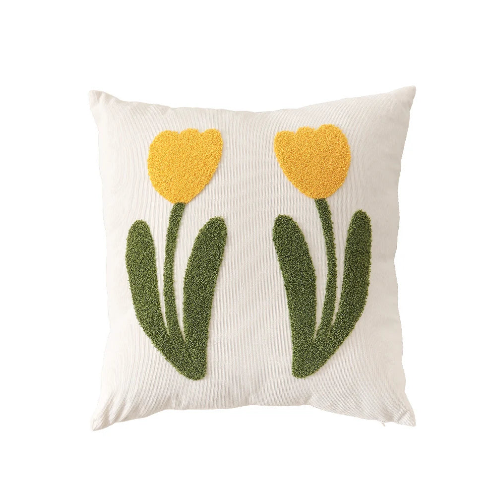 Square Cushion Cover Hand-Tufted 3D Chenille Hidden Zipper