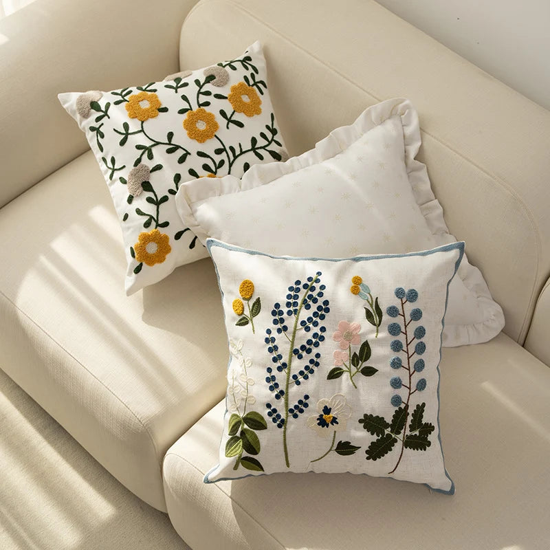 Square Cushion Cover Hand-Tufted 3D Chenille Hidden Zipper