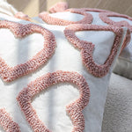 Square Cushion Cover Hand-Tufted Hearts & Tassels