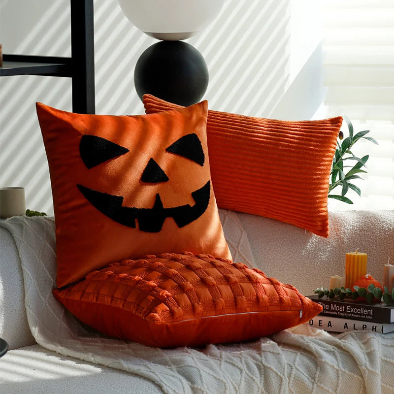 Square Cushion Cover Hand-Tufted Seasonal Motif Microvelour Machine Washable