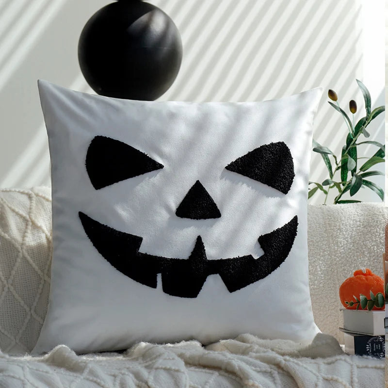 Square Cushion Cover Hand-Tufted Seasonal Motif Microvelour Machine Washable