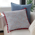 Square Cushion Cover Herringbone Cotton Blend Piped Edge
