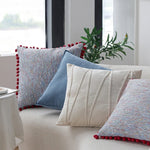 Square Cushion Cover Herringbone Cotton Blend Piped Edge