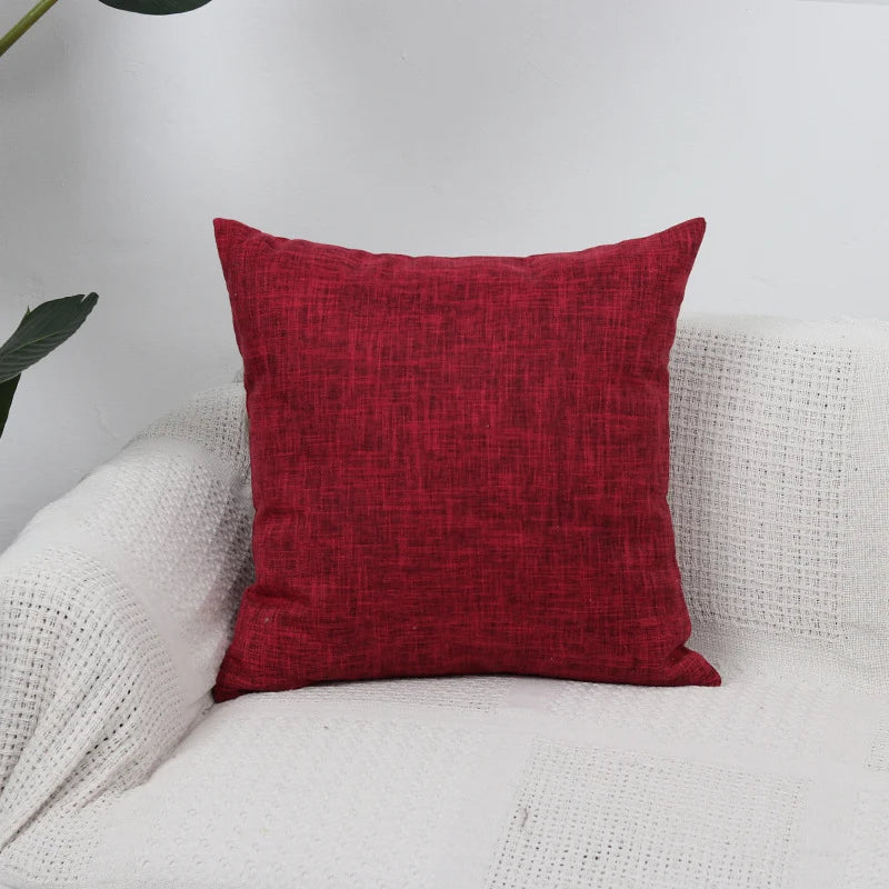 Square Cushion Cover Linen-Blend Removable Sleeve