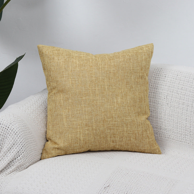 Square Cushion Cover Linen-Blend Removable Sleeve