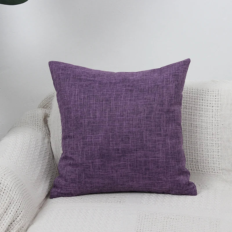Square Cushion Cover Linen-Blend Removable Sleeve