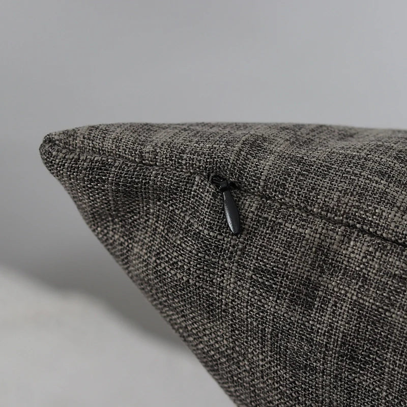 Square Cushion Cover Linen-Blend Removable Sleeve