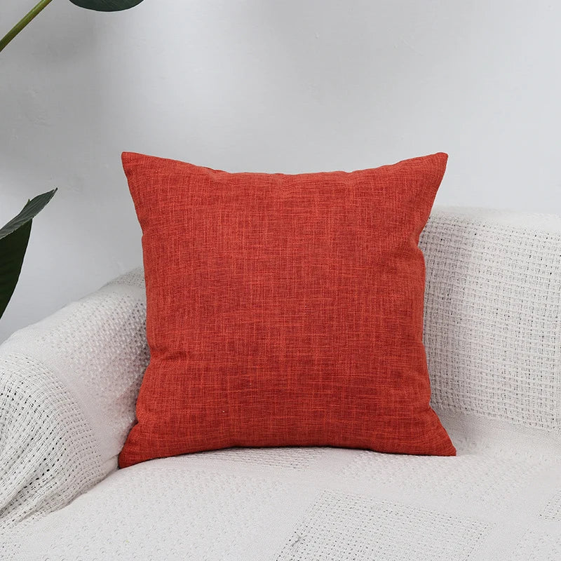 Square Cushion Cover Linen-Blend Removable Sleeve