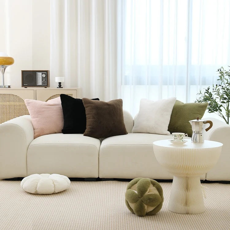 Square Cushion Cover Microfiber Faux Fur Machine Washable