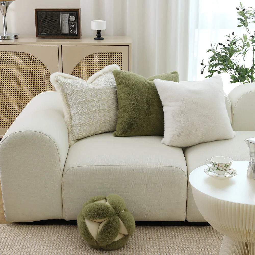 Square Cushion Cover Microfiber Faux Fur Machine Washable