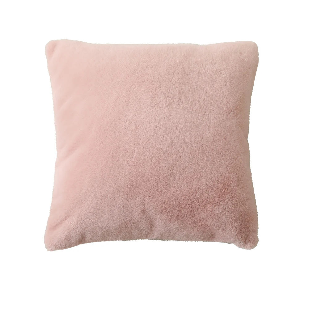 Square Cushion Cover Microfiber Faux Fur Machine Washable
