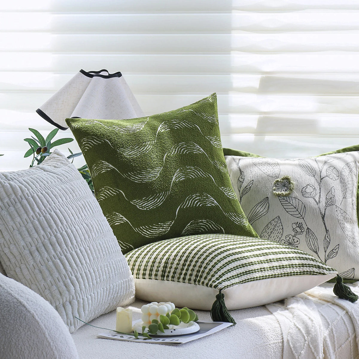 Square Cushion Cover Microvelour Wave Embossed 18x18in Machine Washable