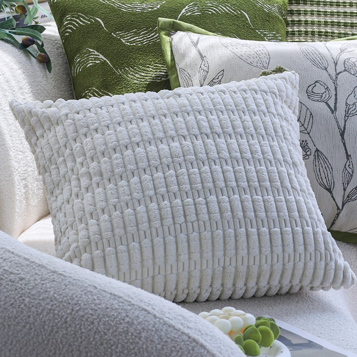 Square Cushion Cover Microvelour Wave Embossed 18x18in Machine Washable