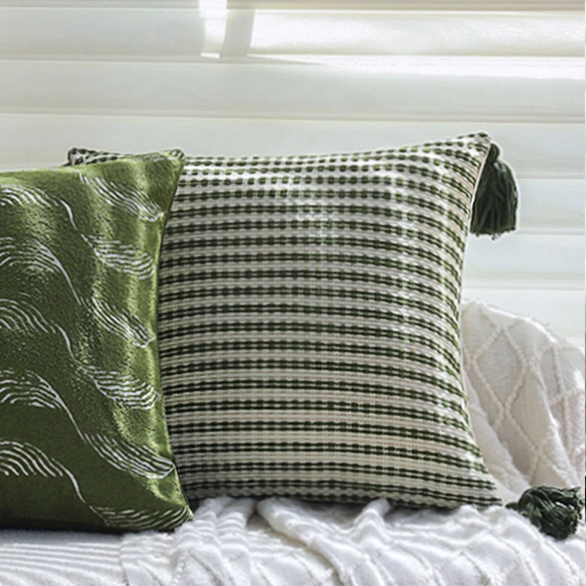 Square Cushion Cover Microvelour Wave Embossed 18x18in Machine Washable