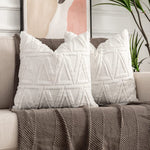 Square Cushion Cover Raised Chenille Cotton Blend Invisible Zipper