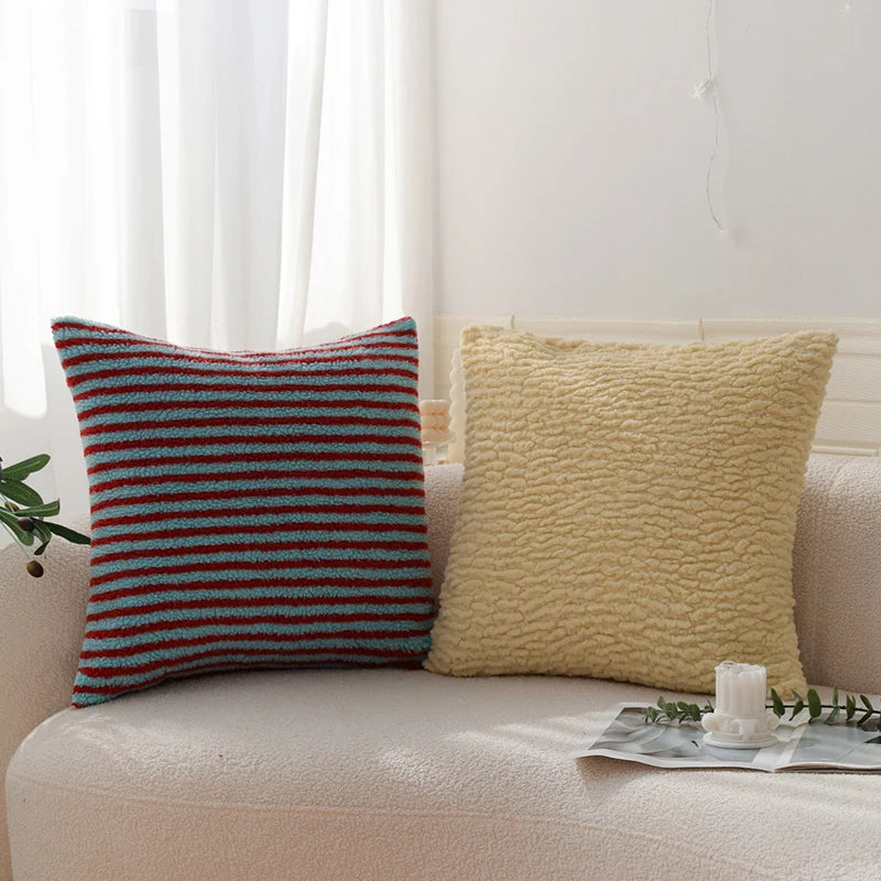 Square Cushion Cover Teddy Boucle Micro Plush 18x18in