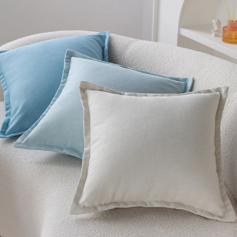 Square Cushion Cover Textured Cotton Blend Concealed Zipper