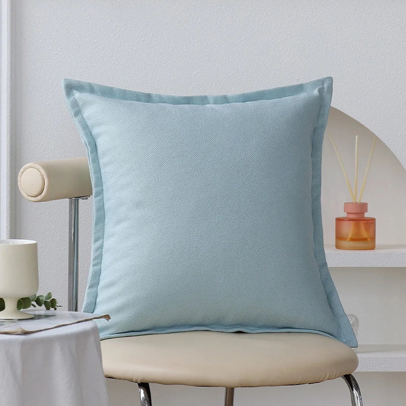 Square Cushion Cover Textured Cotton Blend Concealed Zipper