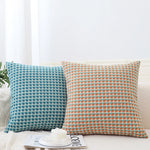 Square Cushion Cover Textured Mini Houndstooth Jacquard Concealed Zipper