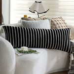 Square Cushion Cover Woven Stripe Cotton Blend