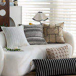 Square Cushion Cover Woven Stripe Cotton Blend