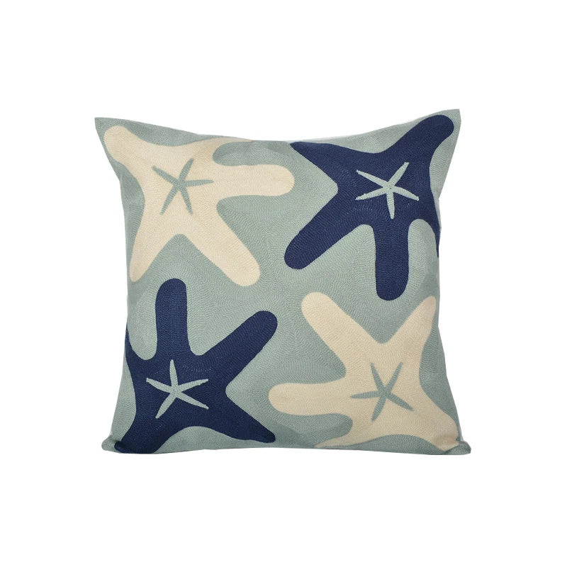 Square Cushion Jacquard Starfish Motif Removable Insert