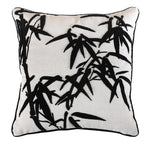 Square Decorative Pillow Cover Hand-Tufted Bamboo Motif Linen-Look Cotton-Blend