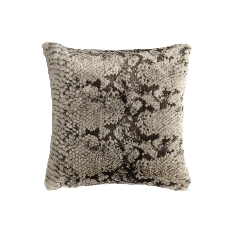 Square Decorative Pillow Plush Faux Fur Concealed Zipper