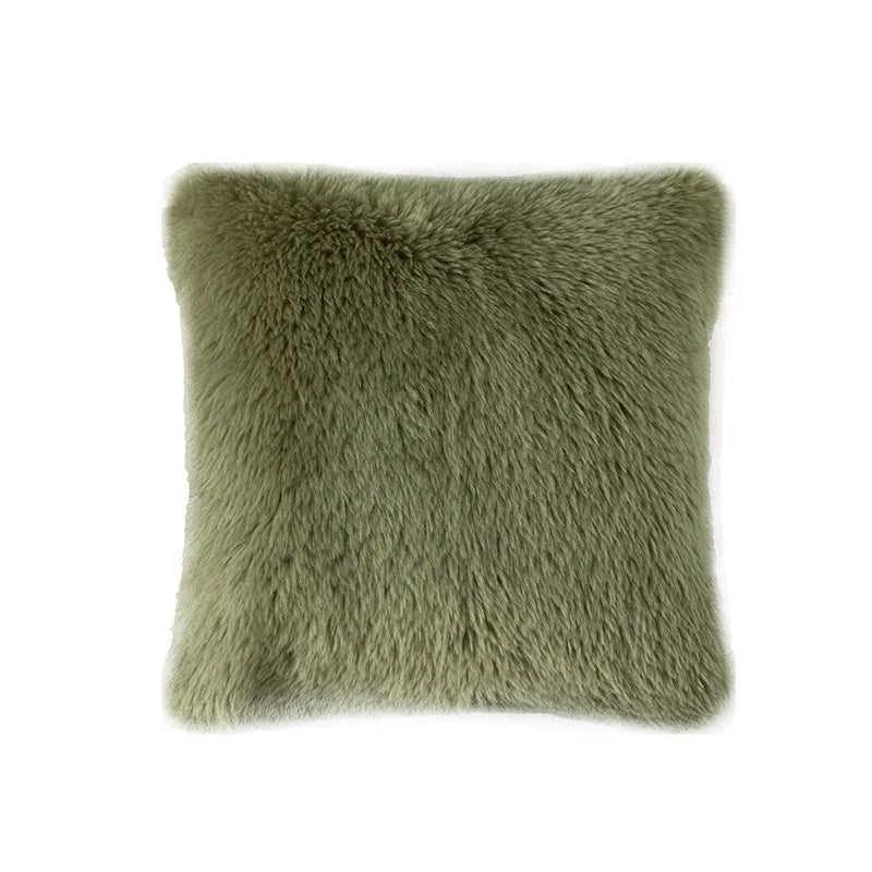 Square Decorative Pillow Plush Faux Fur Concealed Zipper
