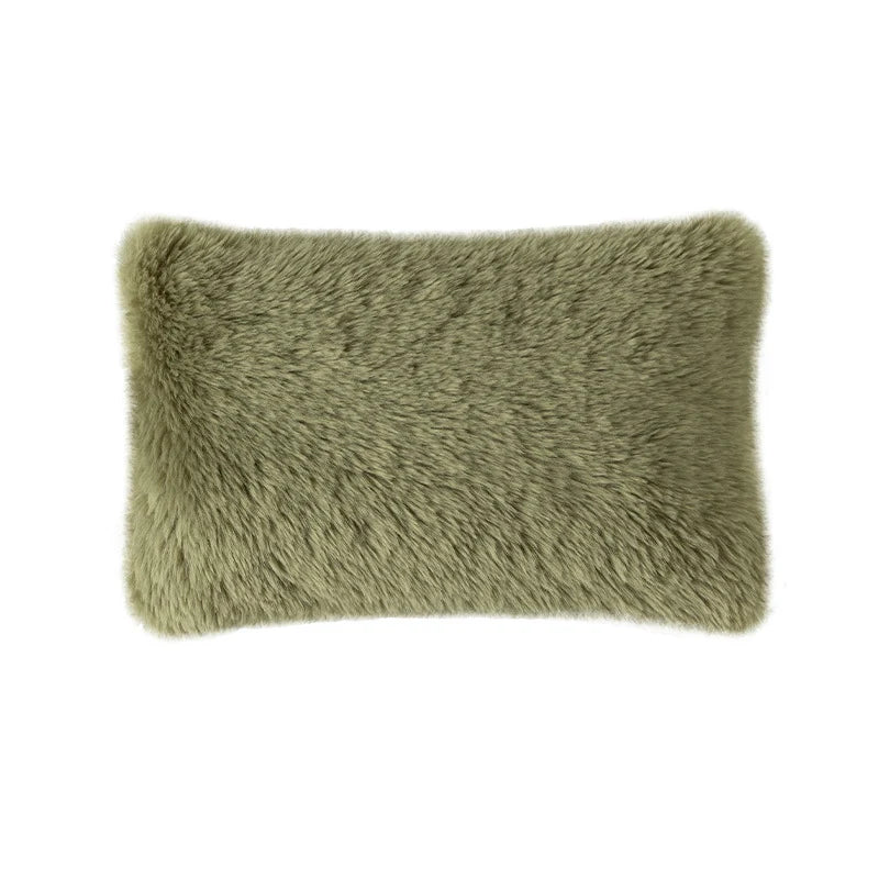 Square Decorative Pillow Plush Faux Fur Concealed Zipper